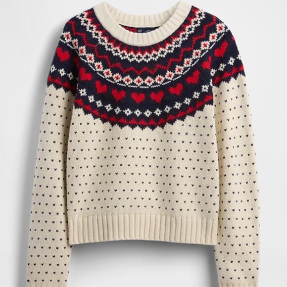 GAP Sweaters - Gap Heart Fair Isle Crewneck Sweater